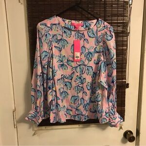 NWT Lilly Pulitzer Maisel top shirt blouse sweet pea chasing